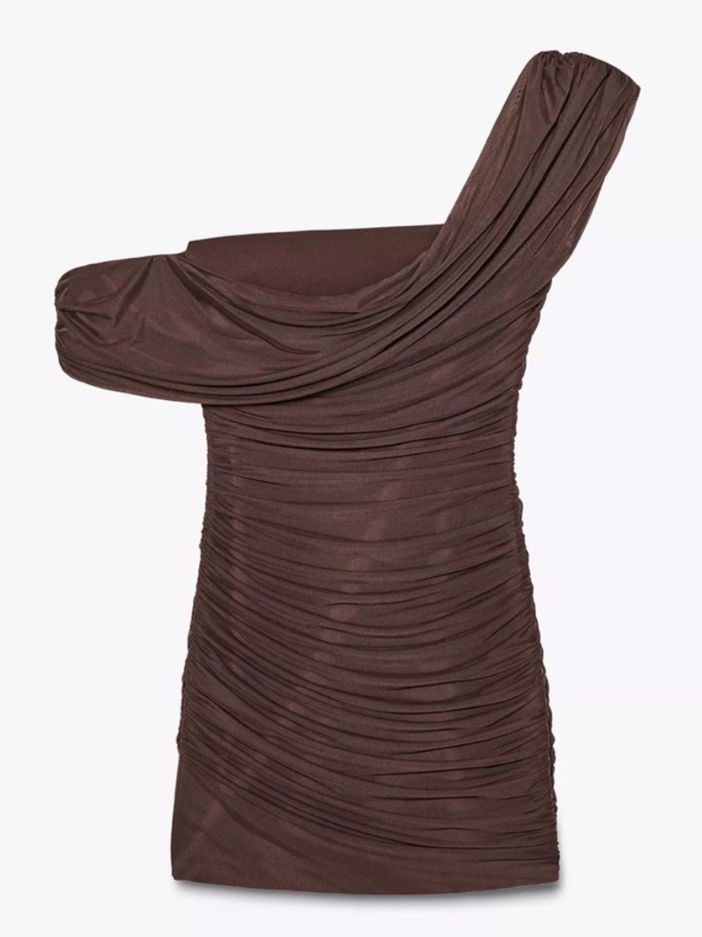 Zara NWT Ruched Brown One Shoulder Mini Dress